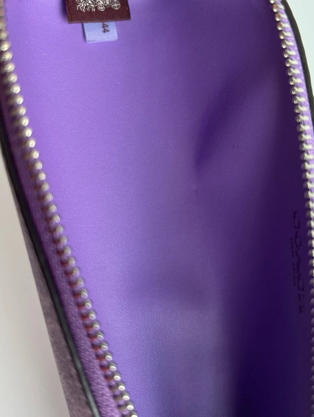 Coach Pencil Case In Signature Canvas Iris Purple SIlver Zip Pouch CZ206